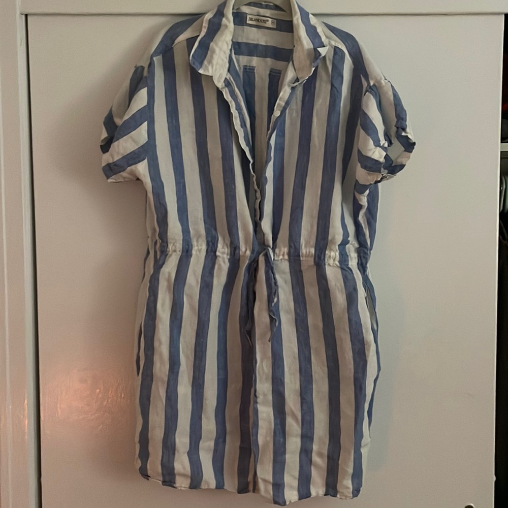 Linen striped drawstring dress